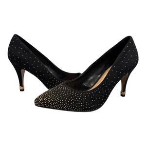 APT. 9 Defined Comfort Black Gold Studded Pointed Toe Pumps Women's Size 9M